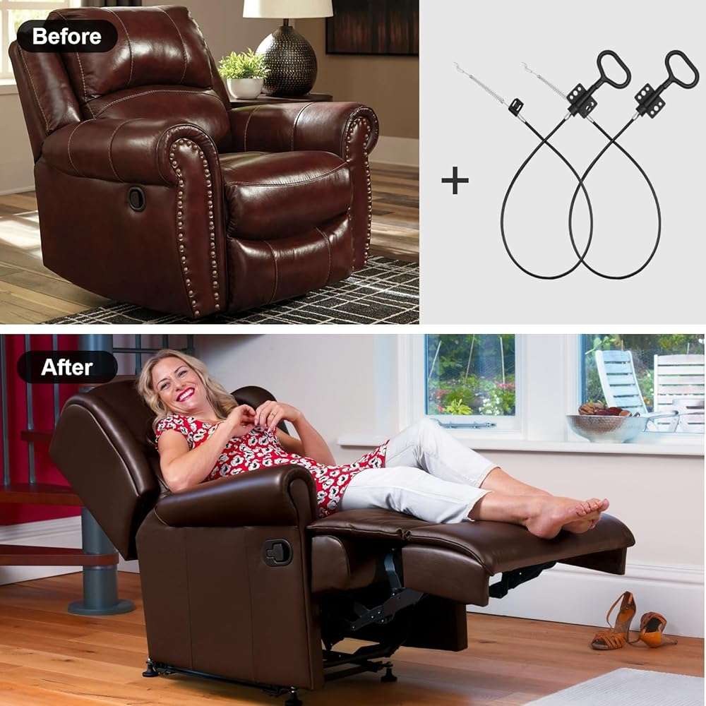 YEYETUO Sofa Recliner Cables, 2PCS Release Cables Replacement D Ring Pull Handle, Recliner Replacement Parts Hook Exposed Length 4.75 Inch, Total Length 36.5 Inch - Image 7