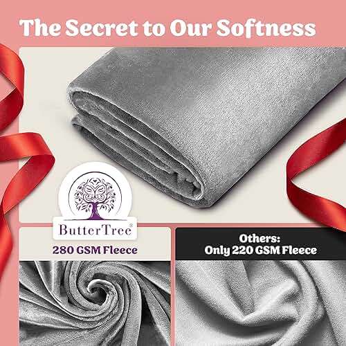 ButterTree 65" 50" Gray Throw Blanket for Mom - Christmas or Birthday Gift from Daughter or Son - Image 5