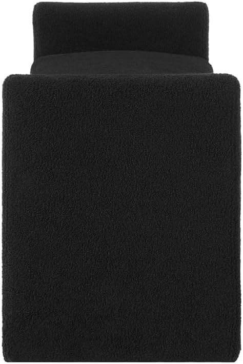 24KF Modern Upholstered Bed Bench Covered with Soft Boucle Teddy Fabric, Lovely Entryway Bench Ottoman with Armrest, 5062-Black - Image 7