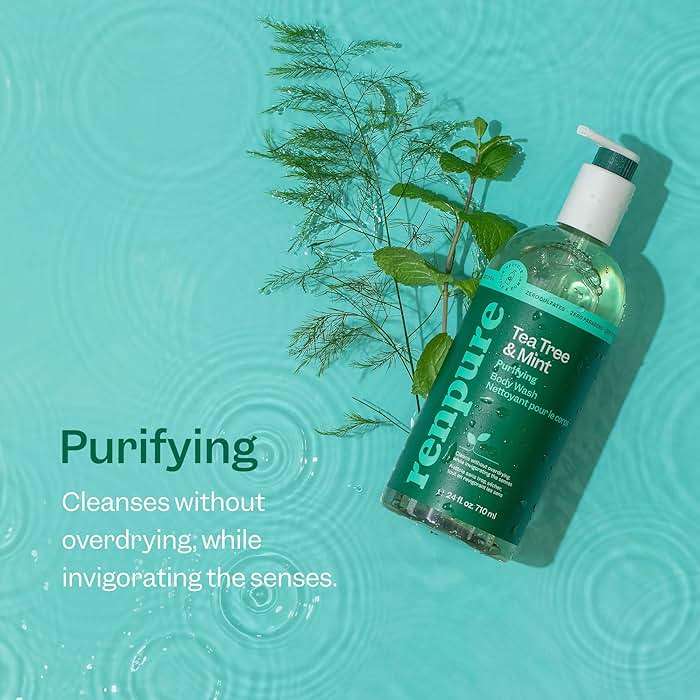 Renpure Tea Tree & Mint Body Wash - Cleanses, Invigorates & Refreshes Skin Without Over-Drying - For All Skin Types - Tea Tree Leaf Oil, Spearmint Leaf Oil - 24 Fl Oz each, 2 Pack - Image 3