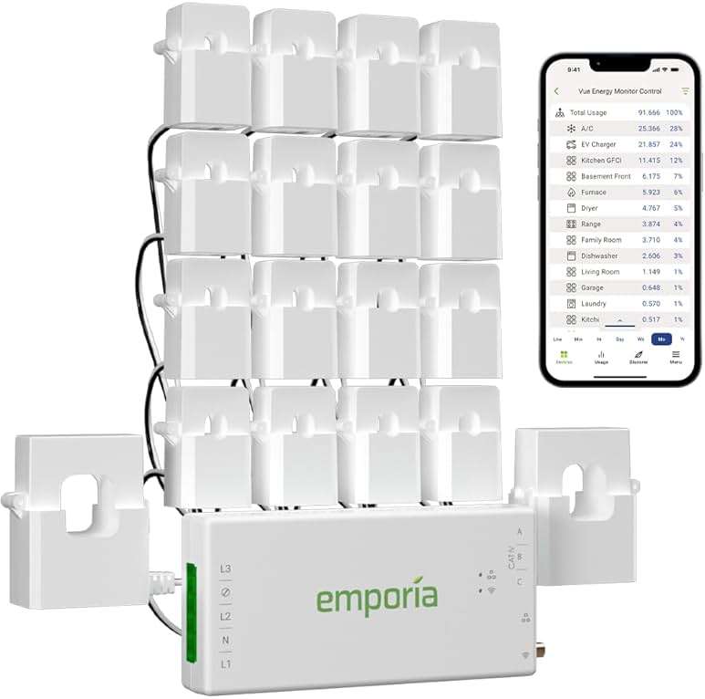 Emporia Vue 3 Home Energy Monitor - Smart Home Automation Module and Real Time Electricity Usage Monitor, Power Consumption Meter, Solar and Net Metering for UL Certified Safe Energy Monitoring - Image 1