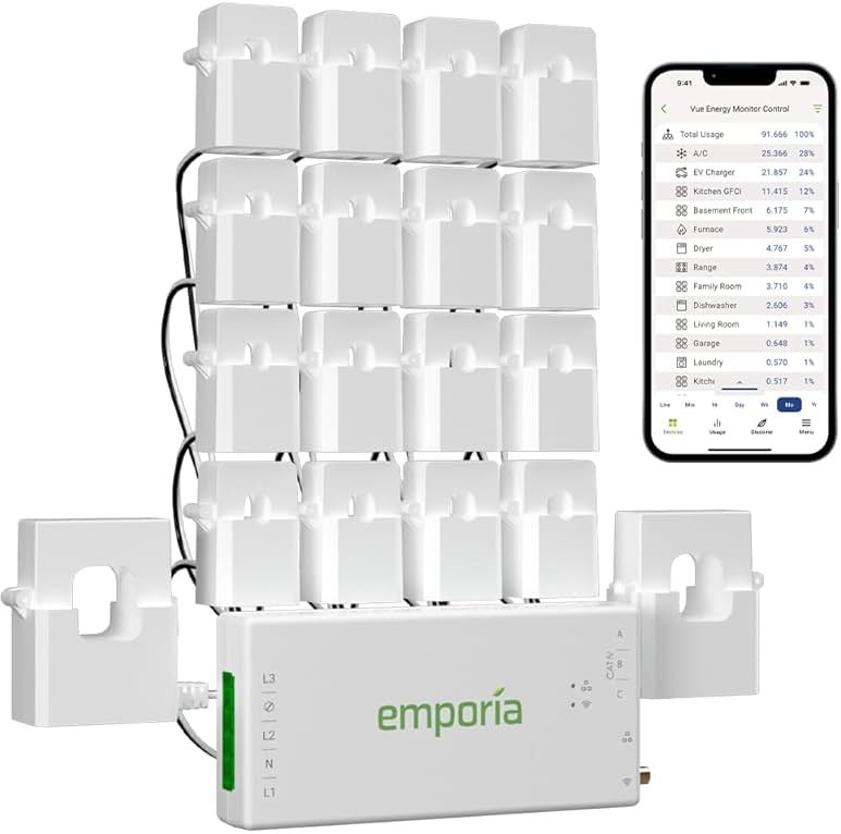 Emporia Vue 3 Home Energy Monitor - Smart Home Automation Module and Real Time Electricity Usage Monitor, Power Consumption Meter, Solar and Net Metering for UL Certified Safe Energy Monitoring - Product Image