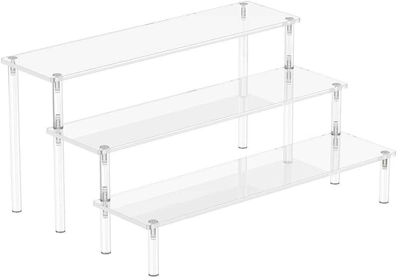 Aredpoook Acrylic Display Risers, 3 Tier Perfume Organizer Stand, Clear Cupcake Stand Holder, Large Shelf Risers for Figures, Dessert Shelves for Party, Display Shelf for Decoration and Organizer - Image 1