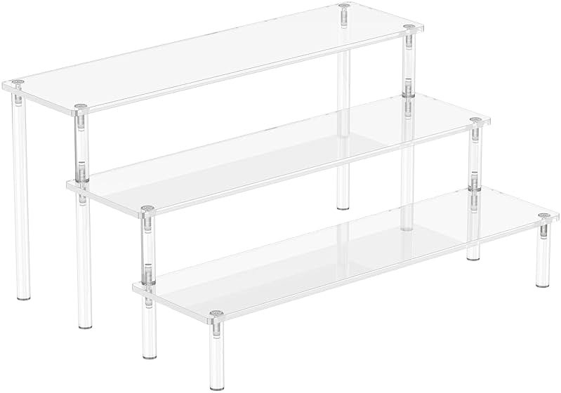 Aredpoook Acrylic Display Risers, 3 Tier Perfume Organizer Stand, Clear Cupcake Stand Holder, Large Shelf Risers for Figures, Dessert Shelves for Party, Display Shelf for Decoration and Organizer - Product Image