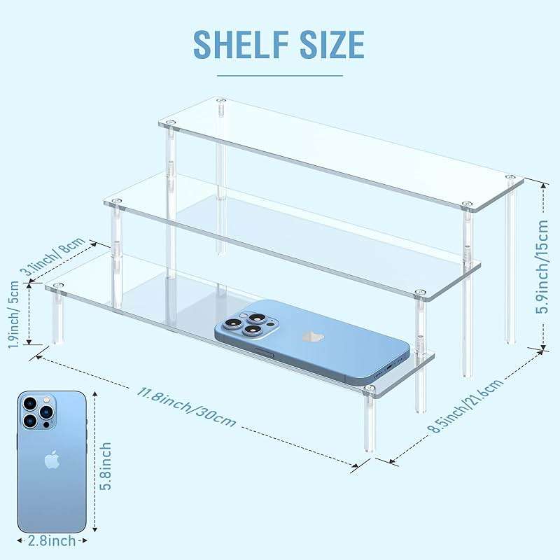 Aredpoook Acrylic Display Risers, 3 Tier Perfume Organizer Stand, Clear Cupcake Stand Holder, Large Shelf Risers for Figures, Dessert Shelves for Party, Display Shelf for Decoration and Organizer - Image 3