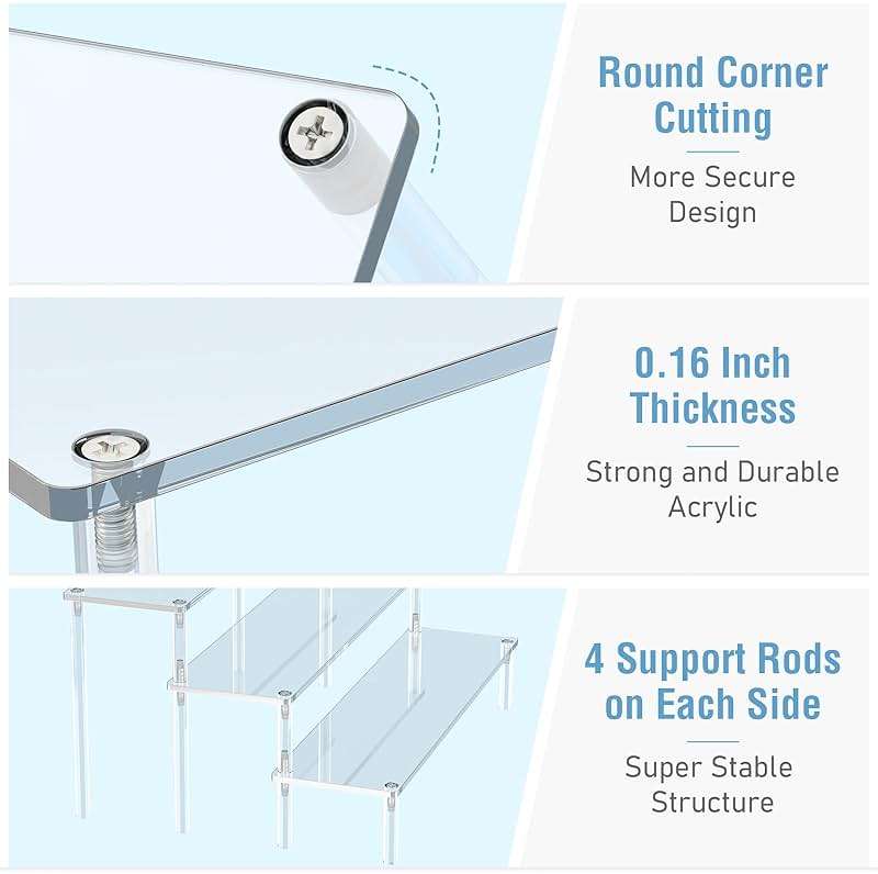 Aredpoook Acrylic Display Risers, 3 Tier Perfume Organizer Stand, Clear Cupcake Stand Holder, Large Shelf Risers for Figures, Dessert Shelves for Party, Display Shelf for Decoration and Organizer - Image 4