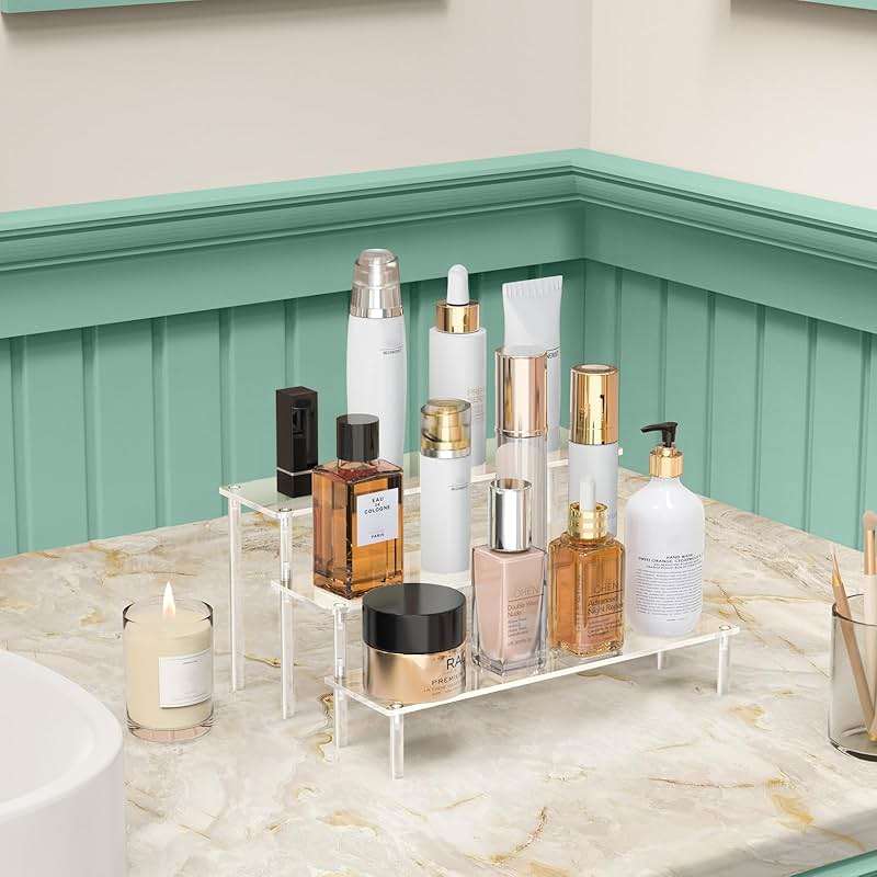 Aredpoook Acrylic Display Risers, 3 Tier Perfume Organizer Stand, Clear Cupcake Stand Holder, Large Shelf Risers for Figures, Dessert Shelves for Party, Display Shelf for Decoration and Organizer - Image 5