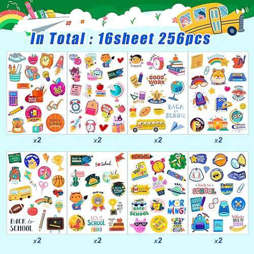 School Stickers for Scrapbooking, 256Pcs First Day of School Teacher Reward Cute Back to School Stickers for Teens Toddler Students Classroom Decorations - Image 3