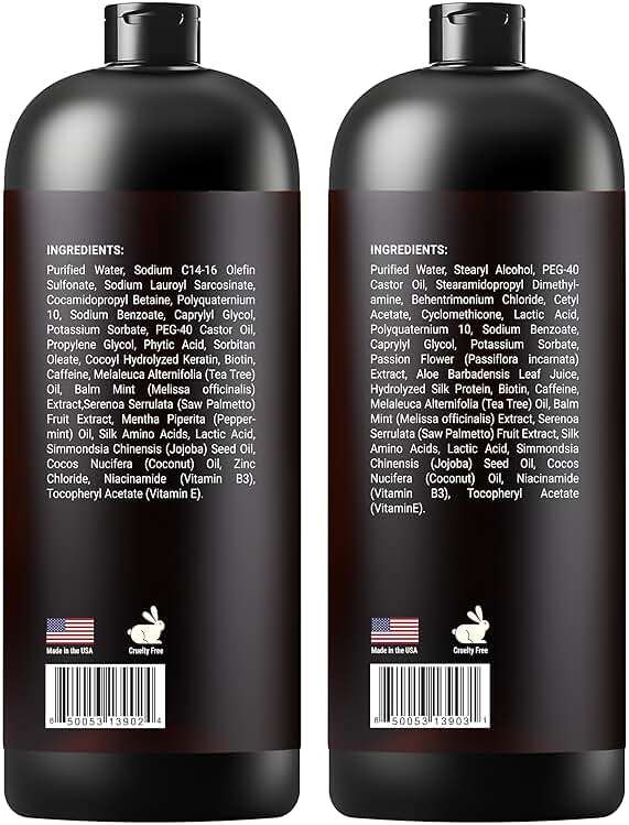 Biotin Shampoo and Conditioner Set with Keratin - Sulfate-Free Advanced Anti-Thinning, Hair Growth Shampoo and Conditioner Combo Repair Formula - with DHT Blockers, for Men & Women - 16 fl oz each - Image 9