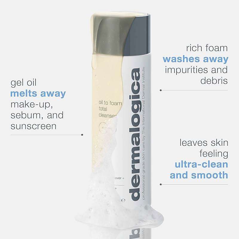 Dermalogica Oil To Foam Total Cleanser for face - Removes make-up, sunscreen, and debris while cleansing skin in one step for ultra-clean, healthy-looking skin, 8.4 fl oz - Image 2