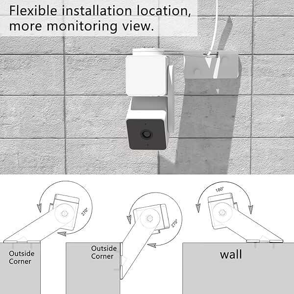 Outside Corner Mount for Wyze Camera Pan V3 V4, Aluminum Alloy Material, Coverage for Monitoring Both Sides of Your House Reducing Blind Spots - Image 3