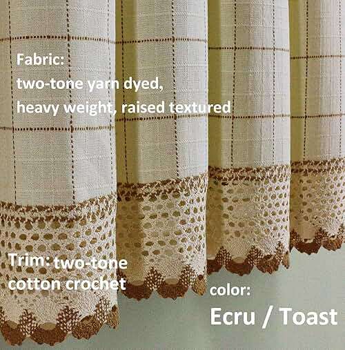Today's Curtain Adirondack 2-Tone Crochet Swag 38", Ecru/Toast, 60W x 38L - Image 5