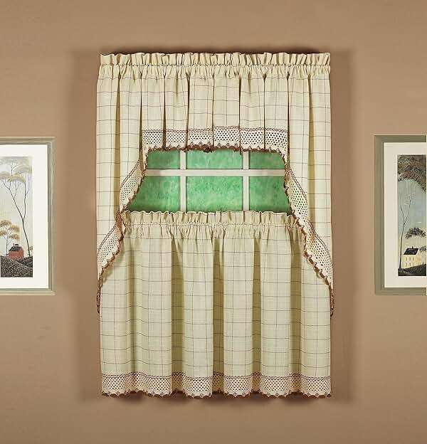 Today's Curtain Adirondack 2-Tone Crochet Swag 38", Ecru/Toast, 60W x 38L - Image 6