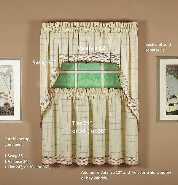 Today's Curtain Adirondack 2-Tone Crochet Swag 38", Ecru/Toast, 60W x 38L - Image 7