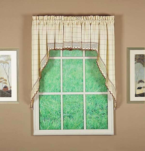 Today's Curtain Adirondack 2-Tone Crochet Swag 38", Ecru/Toast, 60W x 38L - Image 8