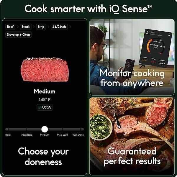 CHEF iQ Sense Smart Wireless Meat Thermometer with 3 Ultra-Thin Probes, Unlimited Range Bluetooth Meat Thermometer, Digital Food Thermometer for Remote Monitoring of BBQ Grill, Oven - Image 2