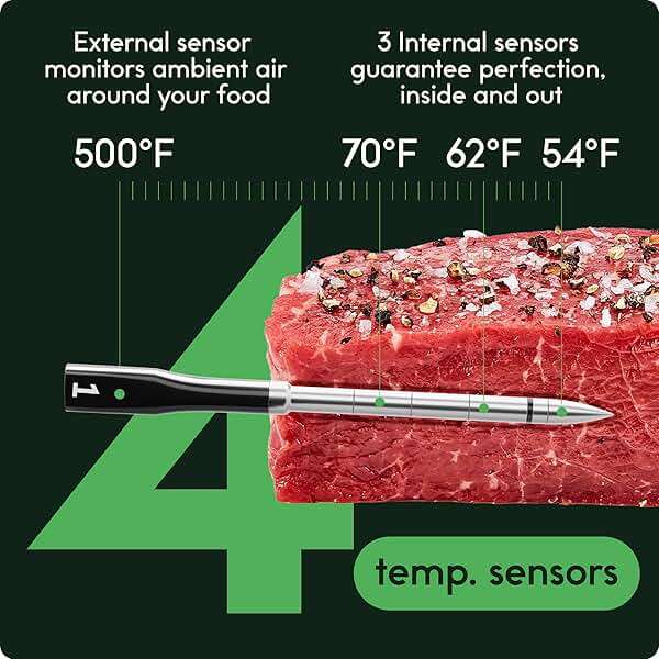 CHEF iQ Sense Smart Wireless Meat Thermometer with 3 Ultra-Thin Probes, Unlimited Range Bluetooth Meat Thermometer, Digital Food Thermometer for Remote Monitoring of BBQ Grill, Oven - Image 3
