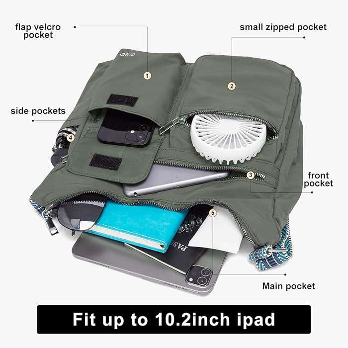 CLUCI Purses for Women, Anti Theft Crossbody Bags for Woman Travel, Water-Resistant Nylon Shoulder Handbags-Multiple Pockets - Image 5