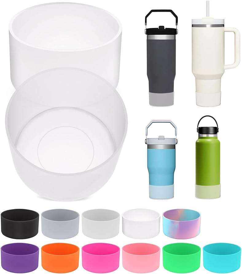 PICcircuit 2PCS for Stanley Boot, Silicone Bottom for Quencher Adventure 40oz 30oz IceFlow 20oz 30oz Bottle&for Hydroflask Tumbler 12-24oz for Stanley Cup Accessories Avoid Scratches&Noise - Image 1