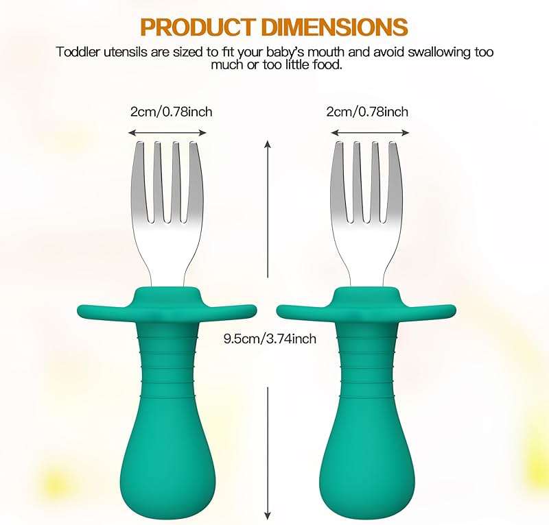 4Pcs Toddler Forks Baby Forks Set - Self-Feeding Utensils with Soft-Silicone Handles, 18/8 Stainless Steel, Anti-Choke & BPA-Free Cutlery Set - Image 2