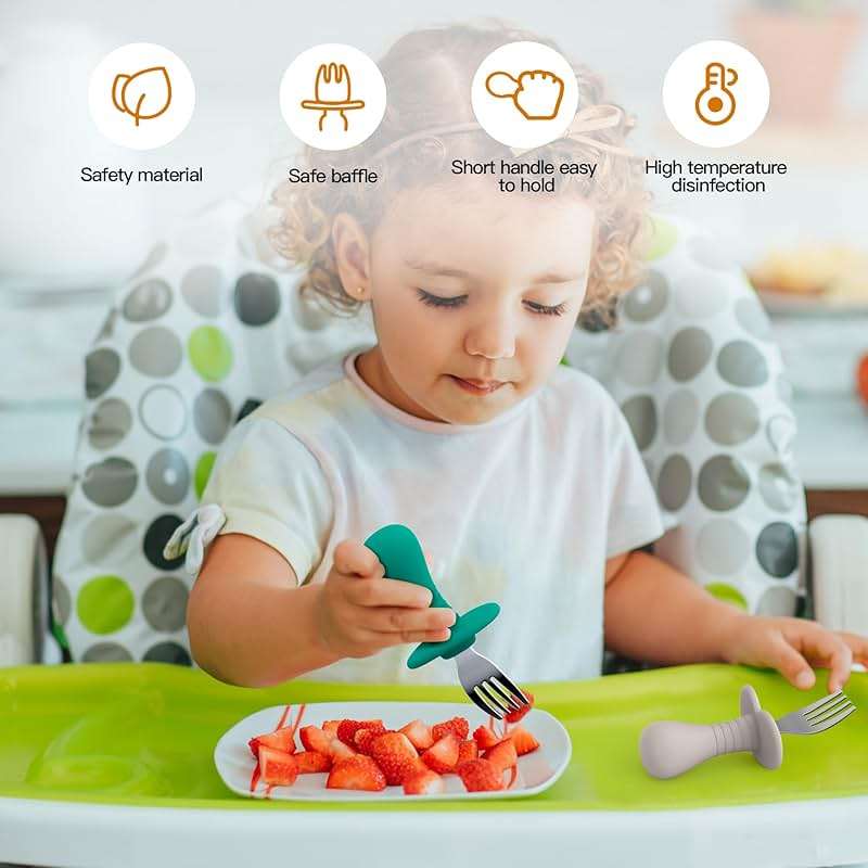 4Pcs Toddler Forks Baby Forks Set - Self-Feeding Utensils with Soft-Silicone Handles, 18/8 Stainless Steel, Anti-Choke & BPA-Free Cutlery Set - Image 3