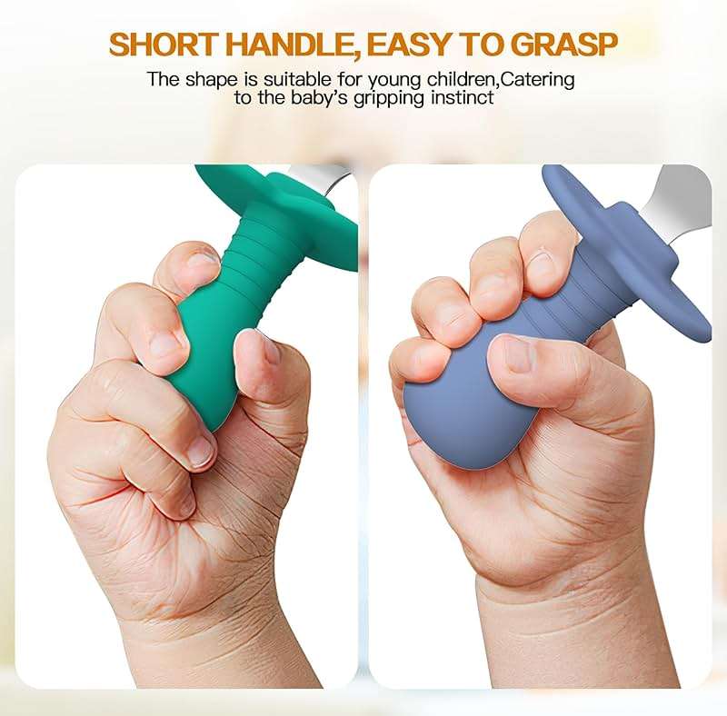 4Pcs Toddler Forks Baby Forks Set - Self-Feeding Utensils with Soft-Silicone Handles, 18/8 Stainless Steel, Anti-Choke & BPA-Free Cutlery Set - Image 5