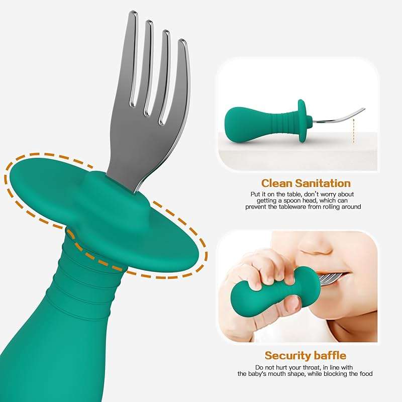 4Pcs Toddler Forks Baby Forks Set - Self-Feeding Utensils with Soft-Silicone Handles, 18/8 Stainless Steel, Anti-Choke & BPA-Free Cutlery Set - Image 6
