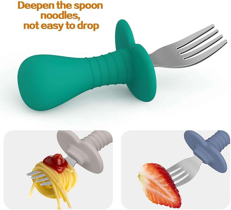 4Pcs Toddler Forks Baby Forks Set - Self-Feeding Utensils with Soft-Silicone Handles, 18/8 Stainless Steel, Anti-Choke & BPA-Free Cutlery Set - Image 7