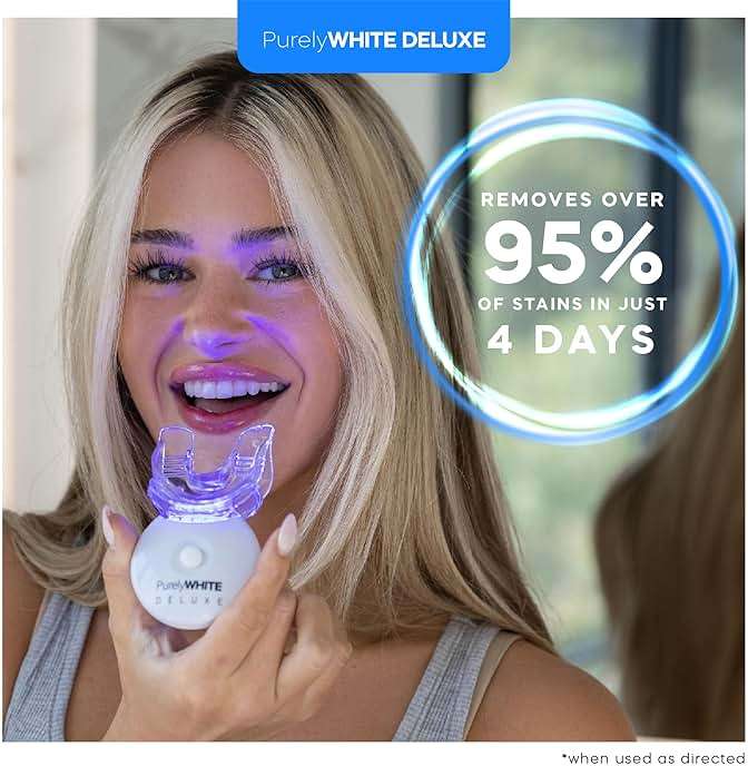 PurelyWHITE DELUXE Teeth Whitening Kit, Complete LED Teeth Whitening, 15+ Treatments, (3) 3ml Whitening Gel Syringes, Whiter Smile in 7 Minutes - Image 5