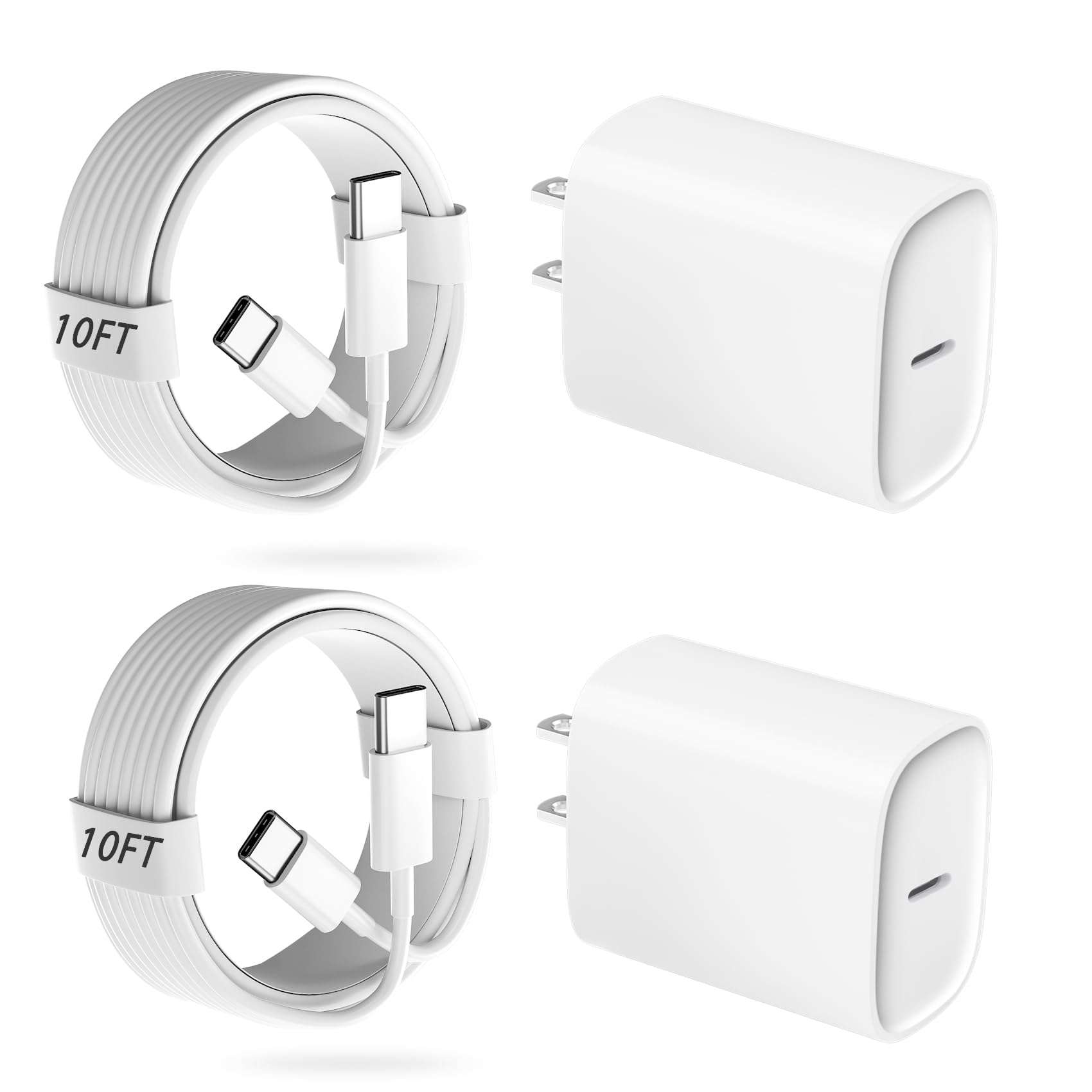 iPhone 17 16 15 Pro Charger Fast Charging, 20W USB C Fast Charger Block with 10ft Long Type C Chargers Fast Charging Cable Cord for iPhone 17/17 Pro/17 Pro Max/Air/16 Pro Max/16 Pro/15 Pro Max/Pro,S24 - Image 1