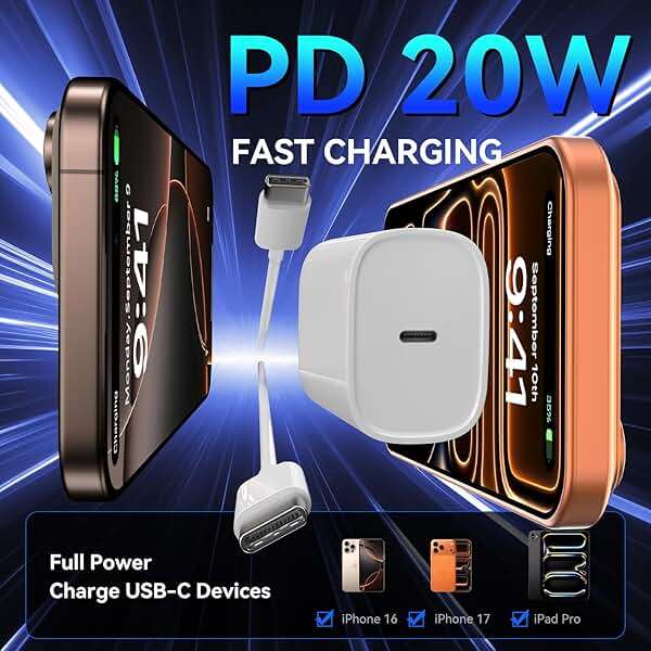 iPhone 17 16 15 Pro Charger Fast Charging, 20W USB C Fast Charger Block with 10ft Long Type C Chargers Fast Charging Cable Cord for iPhone 17/17 Pro/17 Pro Max/Air/16 Pro Max/16 Pro/15 Pro Max/Pro,S24 - Image 6