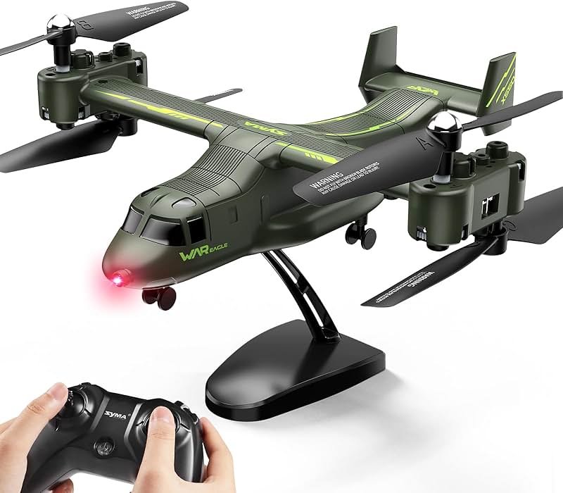 SYMA X550 RC Plane, 4 CH Remote Control Airplane with High/Low Speed, One-Key Takeoff/Landing, Stunt Flight Modes, Army Model Plane Gift for Kids, Beginners & Adults - Product Image