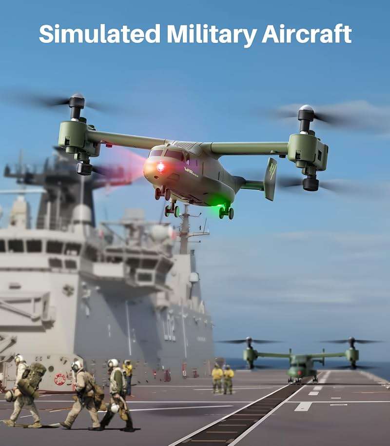 SYMA X550 RC Plane, 4 CH Remote Control Airplane with High/Low Speed, One-Key Takeoff/Landing, Stunt Flight Modes, Army Model Plane Gift for Kids, Beginners & Adults - Image 3