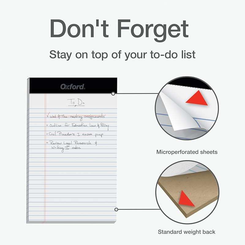 Oxford Legal Pads, 12 Pack, Premium Note Pads, 50 Legal Ruled 5" x 8" Sheets, Bright White Paper with Firm Back, Small Portable Notepads - Image 5