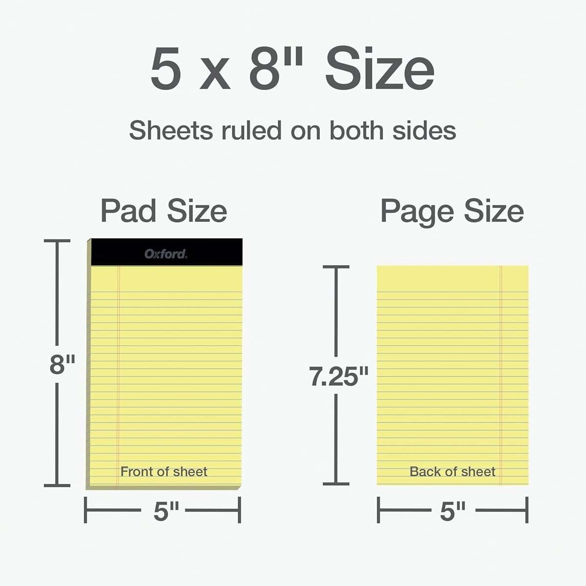 Oxford Premium Legal Pads, 12 Pack, Premium Note Pads, 50 Jr. Legal Ruled 5" x 8" Sheets, Canary Yellow Paper with Firm Back, Small Portable Notepads - Image 2