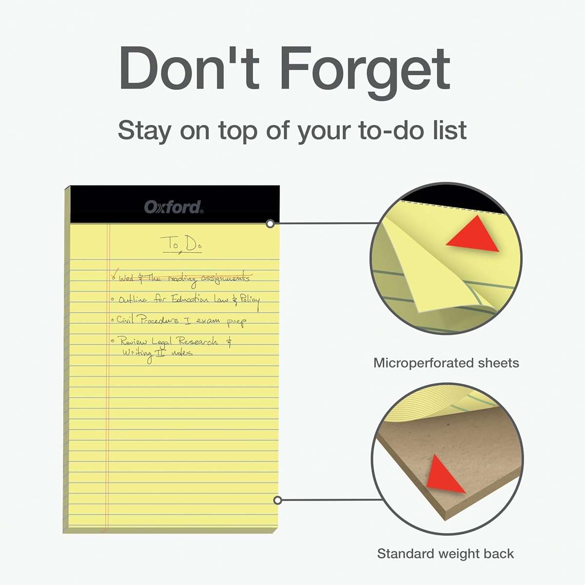 Oxford Premium Legal Pads, 12 Pack, Premium Note Pads, 50 Jr. Legal Ruled 5" x 8" Sheets, Canary Yellow Paper with Firm Back, Small Portable Notepads - Image 5