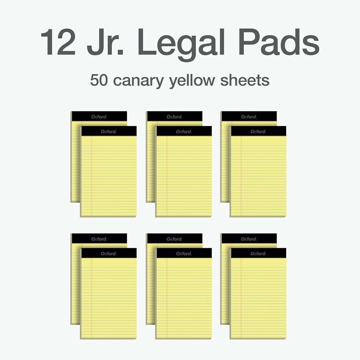 Oxford Premium Legal Pads, 12 Pack, Premium Note Pads, 50 Jr. Legal Ruled 5" x 8" Sheets, Canary Yellow Paper with Firm Back, Small Portable Notepads - Image 6