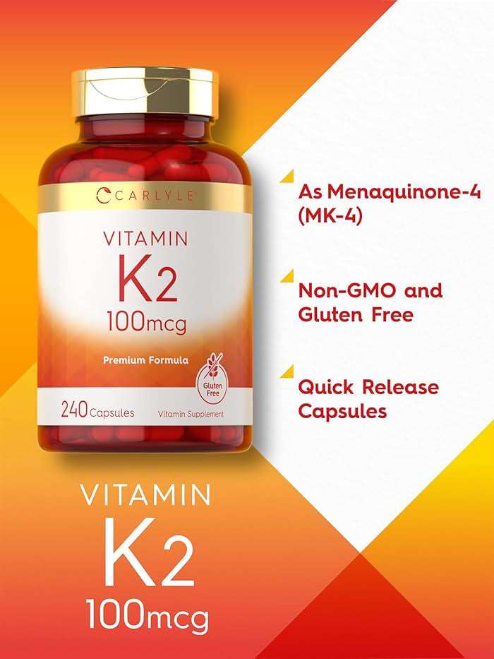 Carlyle Vitamin K2 Supplement 100 mcg | K2 MK-4 | 240 Capsules | Non-GMO & Gluten Free - Image 4