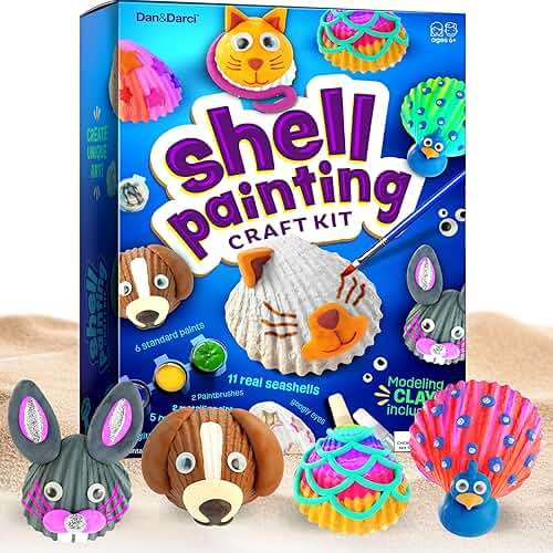 Dan&Darci Kids Sea Shell Painting Kit - Arts & Crafts for Kids - Gifts for Boys and Girls Ages 6-8, 8-12 - Craft Activities Kits - Creative Art Activity Gift Toys for Age 6 7 8 9 10 11 12 Year Old - Image 1