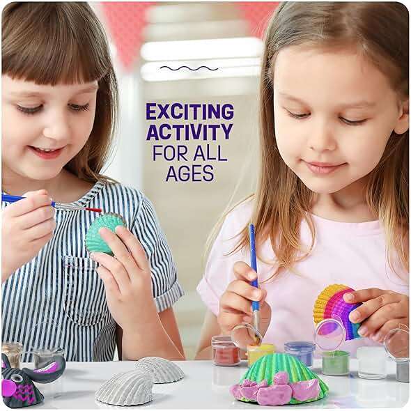 Dan&Darci Kids Sea Shell Painting Kit - Arts & Crafts for Kids - Gifts for Boys and Girls Ages 6-8, 8-12 - Craft Activities Kits - Creative Art Activity Gift Toys for Age 6 7 8 9 10 11 12 Year Old - Image 2