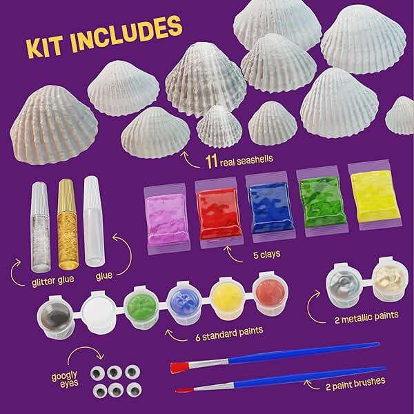 Dan&Darci Kids Sea Shell Painting Kit - Arts & Crafts for Kids - Gifts for Boys and Girls Ages 6-8, 8-12 - Craft Activities Kits - Creative Art Activity Gift Toys for Age 6 7 8 9 10 11 12 Year Old - Image 4