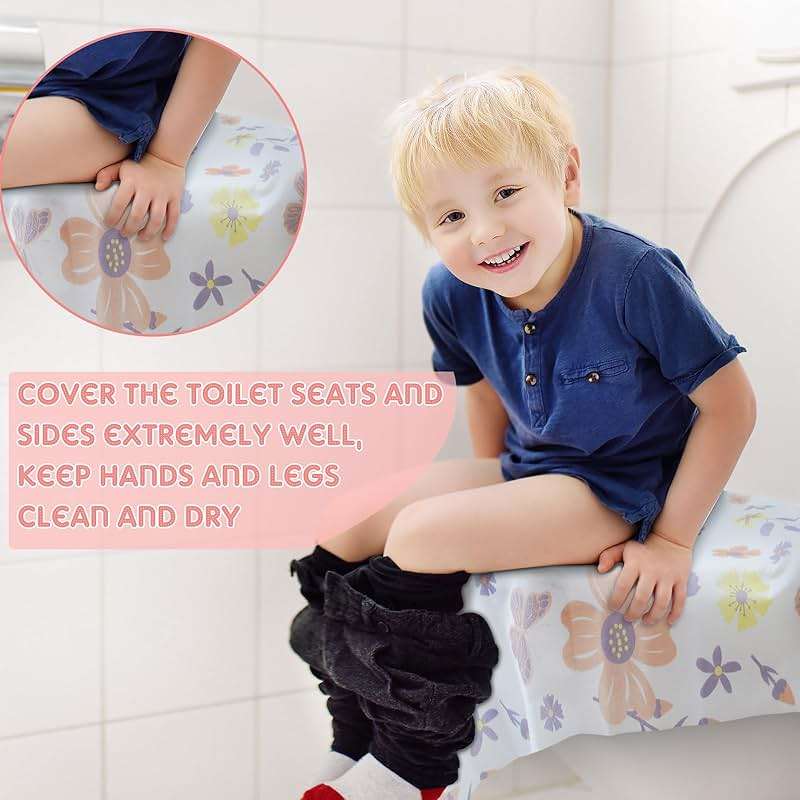 Preboun 40 Pack Toilet Seat Covers Disposable for Kids Extra Large Waterproof Toilet Seat Covers Toddler Potty Training Liners Individually Wrapped for Travel Public Restroom Essentials, Flower Design - Image 7