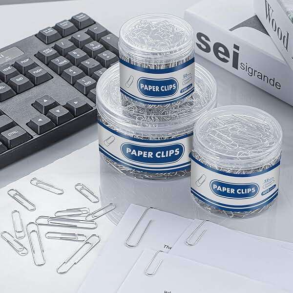 1800 Paper Clips Assorted Sizes Large, Medium and Small, Durable and Rustproof, Paperclips for Office School and Personal Use, Office Supplies Document Organizing (50mm, 33mm, 28mm) (Silver) - Image 2