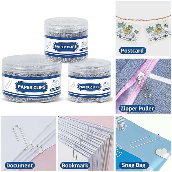 1800 Paper Clips Assorted Sizes Large, Medium and Small, Durable and Rustproof, Paperclips for Office School and Personal Use, Office Supplies Document Organizing (50mm, 33mm, 28mm) (Silver) - Image 7