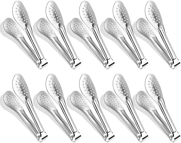 10PCS Serving Tongs, Small Kitchen Tongs,XEVOM Stainless Steel small Appetizer Tongs Mini Sugar Ice (5 Inch) - Product Image