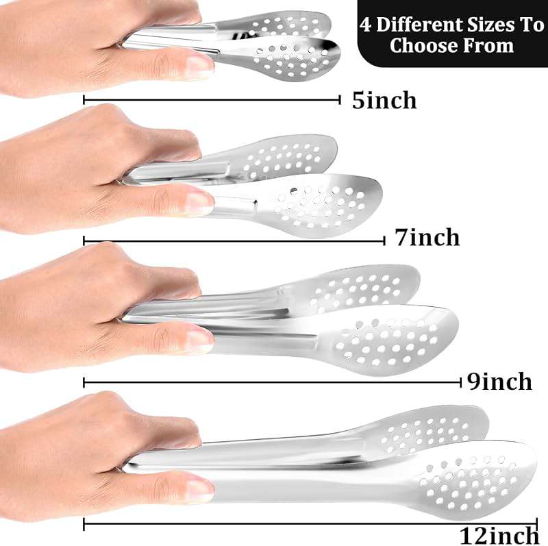 10PCS Serving Tongs, Small Kitchen Tongs,XEVOM Stainless Steel small Appetizer Tongs Mini Sugar Ice (5 Inch) - Image 4