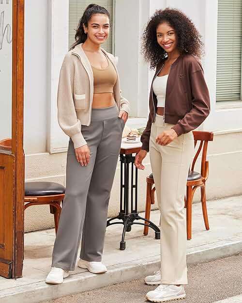 G4Free EverGoing Yoga Pants Women Wide Leg Pants with Pockets High Waist Stretch Dress Casual Sweatpants Petite/Regular/Tall - Image 3