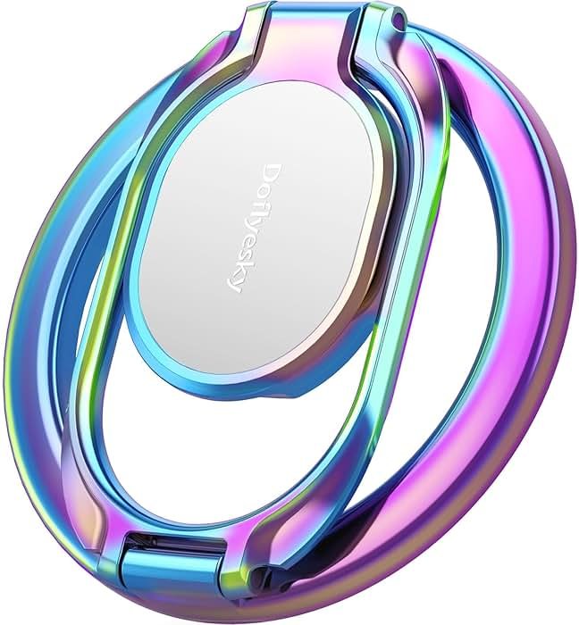 Doflyesky Magnetic Phone Ring Holder with Magsafe, Double Adjustable Gym Finger Ring Grip, Removable Phone Grip, for iPhone, iPad and Smartphones, Compatible with Magnetic Car Mount (Colorful) - Product Image