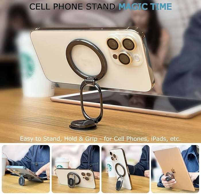 Doflyesky Magnetic Phone Ring Holder with Magsafe, Double Adjustable Gym Finger Ring Grip, Removable Phone Grip, for iPhone, iPad and Smartphones, Compatible with Magnetic Car Mount (Colorful) - Image 5