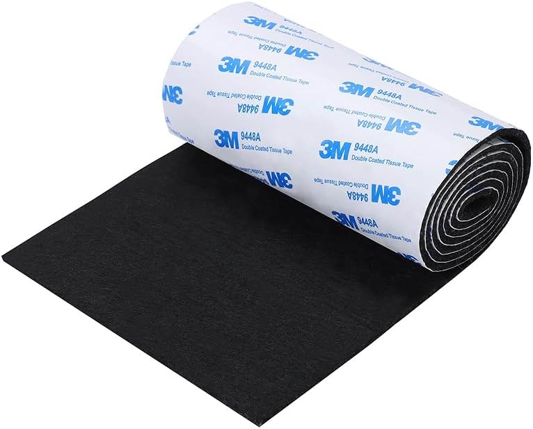 Felt Furniture Pads, Non Slip Self Adhesive Cuttable Felt Tape Black Heavy Duty Felts Strip Roll for Protecting Hardwood Floors Chair Wall Protector (40 x 5 x 0.12 Inch) - Product Image